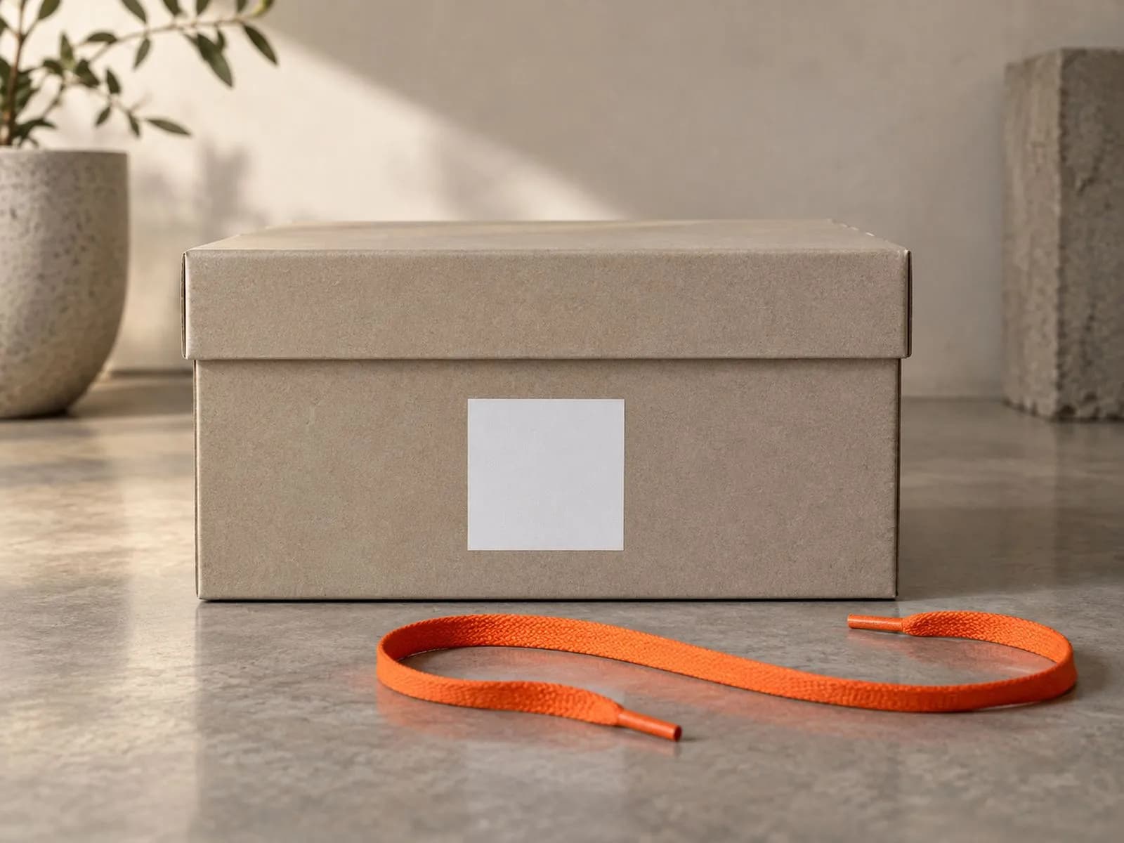A shoebox with a URX QR code on its label