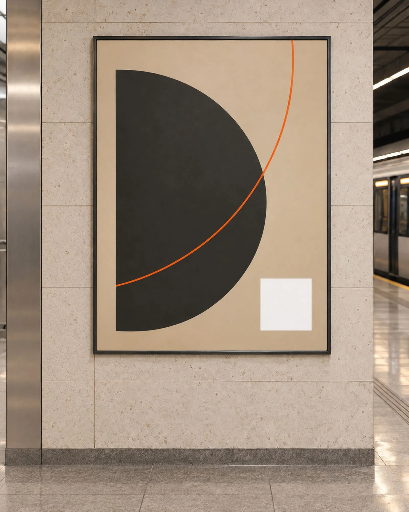 A poster in a metro station with a URX QR code